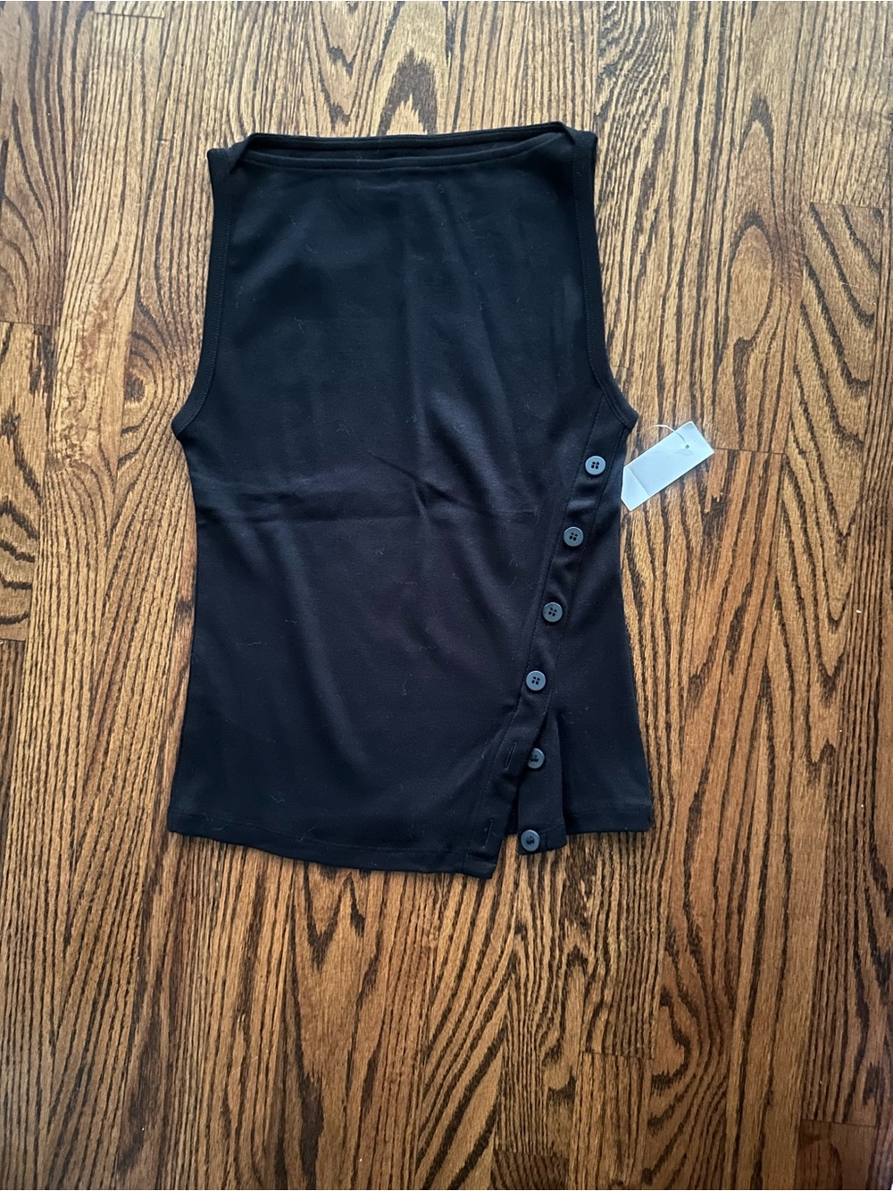 LOFT Black Side-Button Tank Top